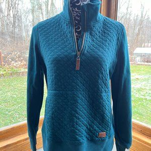 LL Bean 1/4 Zip Quilted Peacock Pullover Size S Petite NWOT